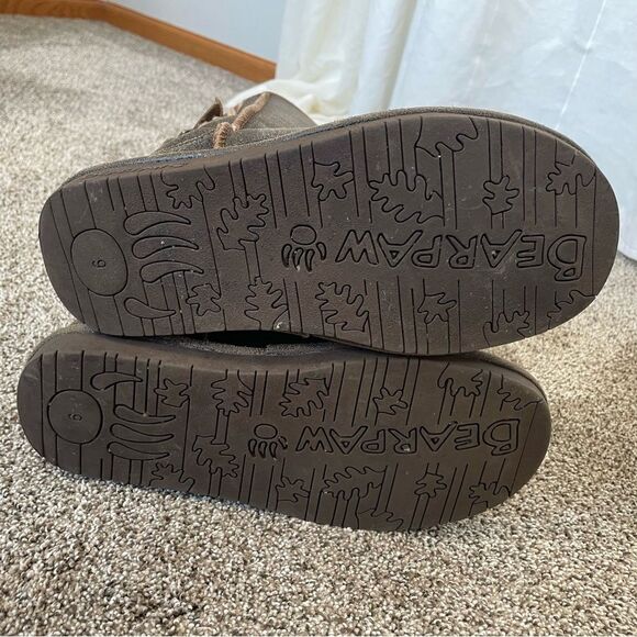 BearPaw Boshie Chestnut Distressed Leather Knit Combo Booties Women’s size 9 - Picture 8 of 8